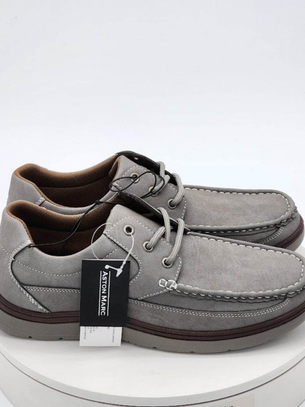 Aston Marc Newport Men’s Gray Moc Toe Casual Comfort Shoes Size 10 M New - Picture 3 of 13
